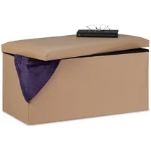 Relaxdays Polsterbank Kunstleder Beige 37,5 x 76,5 x 38,5 cm