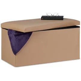 Relaxdays Polsterbank Kunstleder Beige 37,5 x 76,5 x 38,5 cm