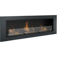 AARON HOME Milano Ethanol Kamin, Wandmontiert, Edelstahl, 128x42cm (Anthrazit)