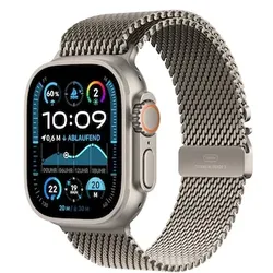 Apple Watch Ultra 2 LTE 49mm Titanium Natur Gehäuse mit Natur Titan Milanese Armband - M