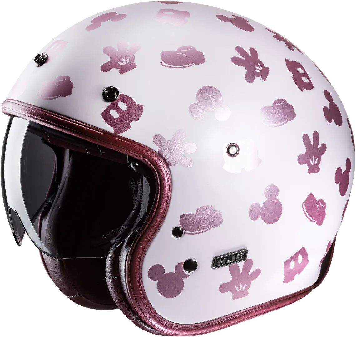 HJC V31 Disney Mickey Retro Jet Helm, wit-pink, XS 54 55 Voorman