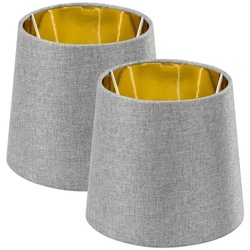 Navaris Lampenschirm 2x Lampenschirm Tischlampe E14 rund - 15,2cm - Grau Gold, 2x Lampenschirm Tischlampe E14 rund - 15,2cm - Grau Gold grau