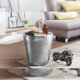 KADIMA DESIGN Hammerschlag-Dekotisch Ø 41 x 41 cm Silber