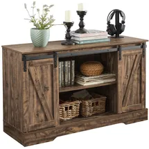 SoBuy Sideboard mit Schiebetüren Kommode Küchenschrank Flurschrank Beistellschrank Lowboard TV-Schrank