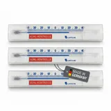 Lantelme 3 Stück Kühlschrankthermometer Selbstklebend Waagrecht | Temperaturanzeige -40°C bis 40°C | Kunststoff 14cm Lang | Analog Kühlschrank Gefrierschrank Kühltheken Thermometer Set