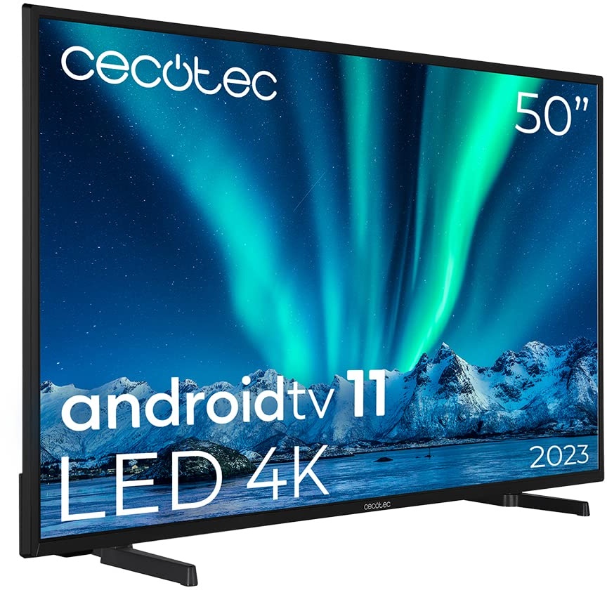 Cecotec TV LED 50" Smart TV zur Serie Alu00050. 4K UHD, Android 11, MEMC, Integrated Chromecast, Dolby Vision und Dolby Atmos, HDR10, Modell 2023