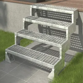 DOLLE Außentreppe Gardentop 90-110 cm 80 cm breit Gitterrost