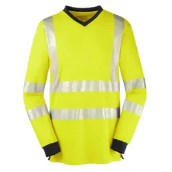 Warnschutz Langarmshirt "JACKSONVILLE" UV-Schutz - XS - gelb/grau