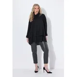 Ulla Popken Damen Tunika Volant mit Langarm Blusen, schwarz, 50-52 - 50