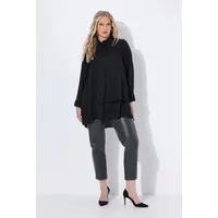 Ulla Popken Damen Tunika Volant mit Langarm Blusen, schwarz, 50-52 - 50
