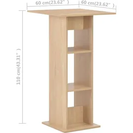 vidaXL Bartisch 60 x 60 x 110 cm Eichenbraun