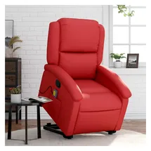 vidaXL Massagesessel mit Aufstehhilfe Kunstleder 144,5 x 82 x 0 cm Rot