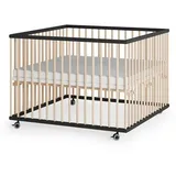 Sämann Laufgitter mit Matratze Cloud Air & Lattenrost - schwarz/natur - Premium | Gr.: 100x100 cm Babymöbel, Laufstall Baby