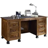Massivmoebel24 Schreibtisch New Boston Sheesham braun
