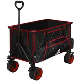 WOLTU Bollerwagen faltbar, XXL Transportwagen klappbar, Handwagen mit Bremsen für alle Gelände, Strandwagen Gartenwagen Campingwagen, bis 240 L 120 kg belastbar, Schwarz+Rot