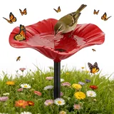 Vogeltränke Gartenstecker 60cm Wetterfest, Insektentränke Draußen Handgemacht, Vogelfutterstation Bienenbad Schale, Dekofigur Rostschutz Rasen Gartendeko, Hof, Terrasse
