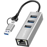 Logilink UA0440 Netzwerkadapter/Hub 5 GBit/s USB-C® (USB 3.2 Gen 1)