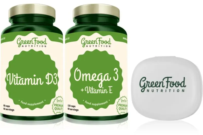 GreenFood Nutrition Omega 3 with Vitamin E + Vitamin D3 Set zur Unterstützung des Nervensystems