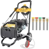 Benzin Hochdruckreiniger - 7,5 PS mobil - 2465 PSI - 8,5 l/min - 3400 U/min - 5 Düsen - Manueller Start