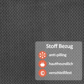 MCombo Fernsehsessel 7286 Stoff 85 x 104 x 94 cm Dunkelgrau elektrisch mit Aufstehhilfe