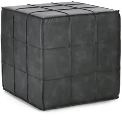 Pouf Larisa aus Kunstleder, Dunkelgrau