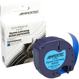 Ampertec Label Band kompatibel zu Dymo 91205 (S0721650) schwarz auf blau 12mm x 4m