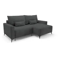 Deine Möbel 24 Wohnlandschaft LOCA L 239 cm breit Ecksofa Sofa Wohnzimmer L-Couch Cord Samt, Beige Creme Grau Hellgrau Anthrazit Schwarz 2 Teile, mit Schlaffunktion Bettfunktion grau