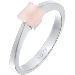Elli PREMIUM Ring Solitär Rosa Quarz Edelstein Viereck 925 Silber 52 Damen 