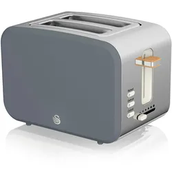 SWAN ST14610GRYNEU Toaster Breitschlitz 2 Scheiben 3 Funktionen Design Nordic, Grau, 900W