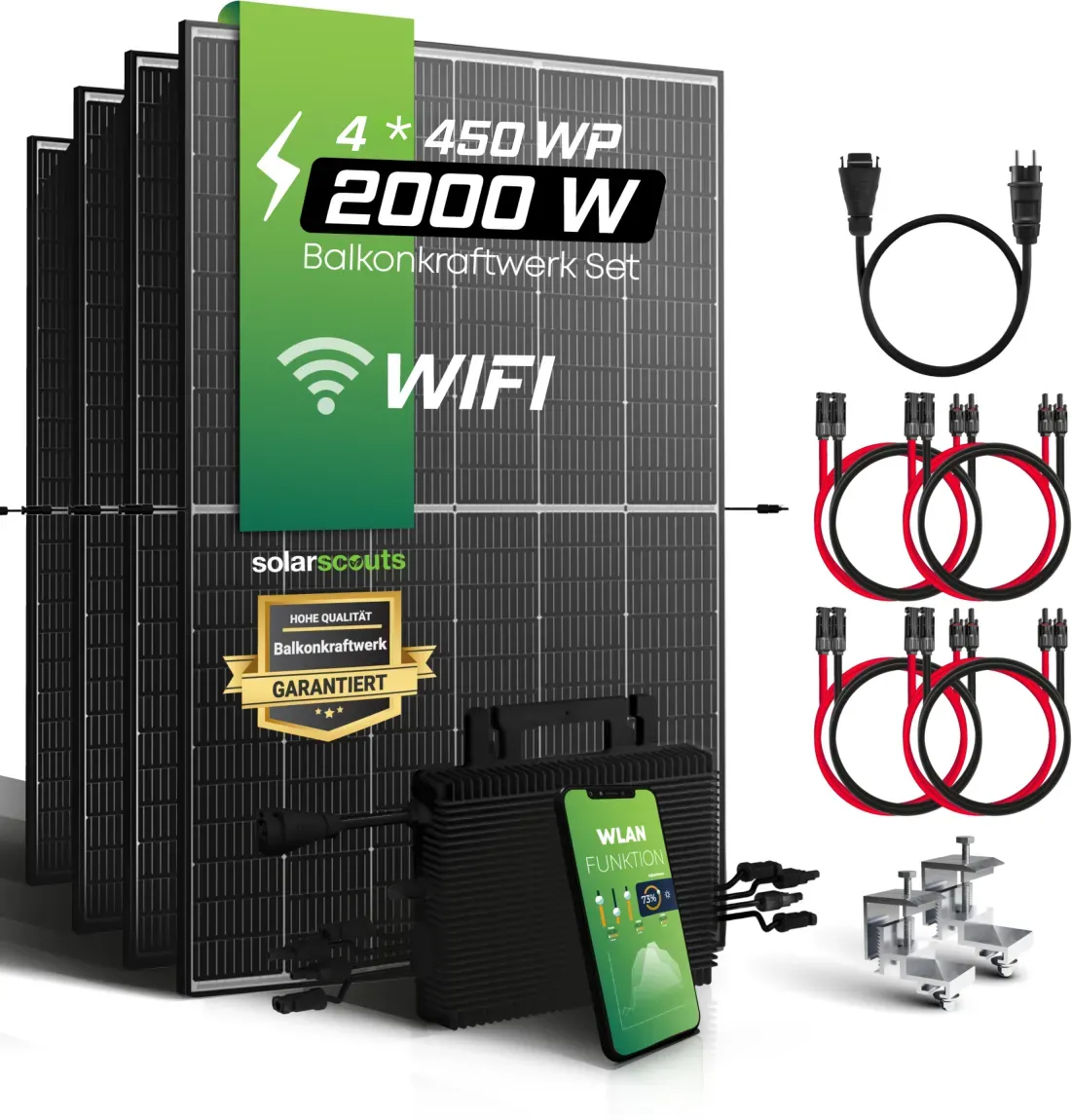 Balkonkraftwerk 2000 Watt Komplettset - individuell konfigurierbar