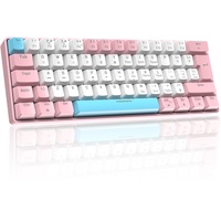 LexonElec T60 UK Layout 60% Mechanische Gaming-Tastatur, Kabelgebunden, Anti-Ghosting, 62 Tasten, Blaue Mechanische Schalter mit ABS-Tastenkappen für Computer/Laptop-Rosa Weiß