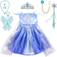 Lito Angels Schneekönigin ELSA Kleid mit Schleppe und Zubehör für Kleinkind Mädchen Eiskönigin 2 Prinzessin Kostüm Verkleidung Größe 2-3 Jahre 98 Blau