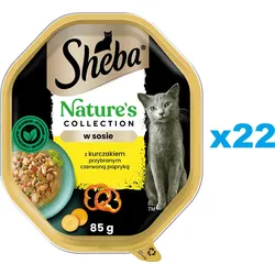 SHEBA Nature’s Collection 22x85 g: Nassvollnahrung für adulte Katzen mit Huhn und Paprika in Sauce