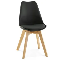 Moderner Holzstuhl mit Polyurethan Sitz Grau | Skandinavischer Designerstuhl mit gepolstertem Sitzkomfort | Zeitloser Stil | Kadima Design
