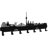 steland metallmanufaktur® Düsseldorf Skyline Schlüsselboard aus Stahl, Schlüsselbrett und Halterung für Schlüssel, Jacken, Handtücher (Schwarz, Düsseldorf)