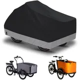 Lastenrad Abdeckung 420D Oxford-Stoff Fahrradabdeckung Wasserdicht Outdoor Fahrradgarage Wetterfest Lastenfahrrad Abdeckplane Abdeckung, Schwarz und Grau