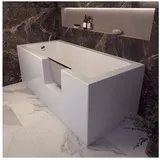 Dusche-24 Badewanne Badewanne mit Tür 160x70, 170x75 und 180x80 cm UPPSALA weiß 70 cm x 160 cm