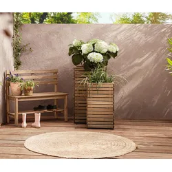 Tchibo - Pflanzsäulen-Set »Tinus« - 45x45x80cm - schwarz - Holz / Stahl / Polyethylen