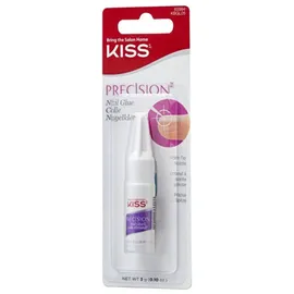 Kiss Nagelkleber PRECISION mit Dosierspritze 3g – Schnelltrocknender Nagelkleber zum Aufkleben und Reparieren von Kunstnägel - transparent