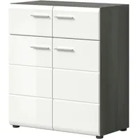 Inn.furn Schuhschrank weiß Hochglanz, grau 80 cm, viel Stauraum
