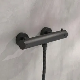 Schütte London Thermostat Duscharmatur mit Verbrühschutz Schwarz Matt
