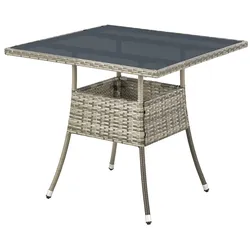 Juskys Polyrattan Gartentisch Yoro eckig - wetterfest Outdoor Beistelltisch 80x80 cm - Grau