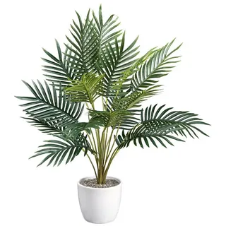 Kunstpalme Arecapalme grün, ca 60cm Kunststoff im Keramiktopf 13cm weiss, Fuchs Versand 24/7