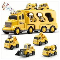 Gontence Spielzeug-Auto Spielzeug Feuerwehrauto, Stadttechnik-Auto, Polizeiauto-Set gelb