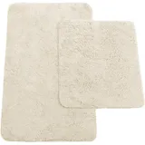 Brandsseller Badematten 2er-Set Bestehend aus Badvorleger ca. 50/80cm und WC-Vorleger ca. 45/50cm - Hochflor Polyester mit Rutschhemmender Latex-Rückseite Beige