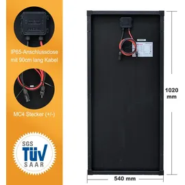 EnjoySolar Enjoy solar, Solarpanel, Monokristallines Solarmodul 100W 12V (FULL BLACK)