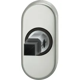N/H Adapter-Rosette oval Rahmentür, 9 mm, Hochhaltefeder, Aluminium Silber