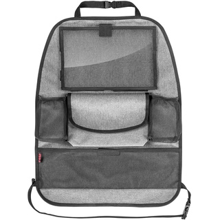 Reer Autorücksitz-Organizer TravelKid Entertain, mit Tablet-Fach, schmutzabweisend, viele Taschen, für alle Autositze, auch Sportsitze, grau, 1 Stück (1er Pack)