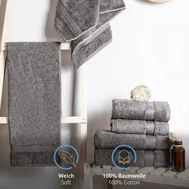 Komfortec Handtuchset 4 Handtücher 50 x 100 cm und 4 Badetücher 70 x 140 cm grau 8-tlg.
