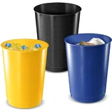 CEP Set mit 3 Mülleimern zur Mülltrennung, 40 l, gelb-blau-schwarz 1333